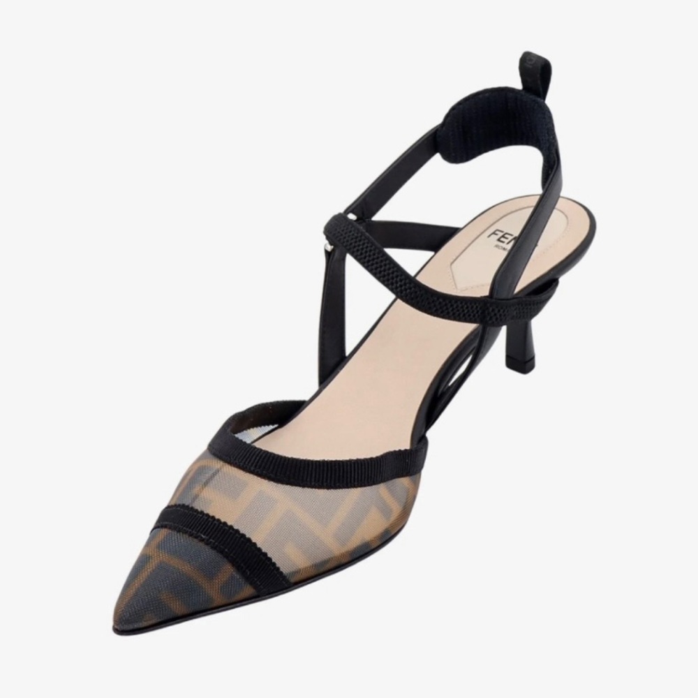 FENDI Colibri 60 FF logo slingback pumps - Picture 3 of 4